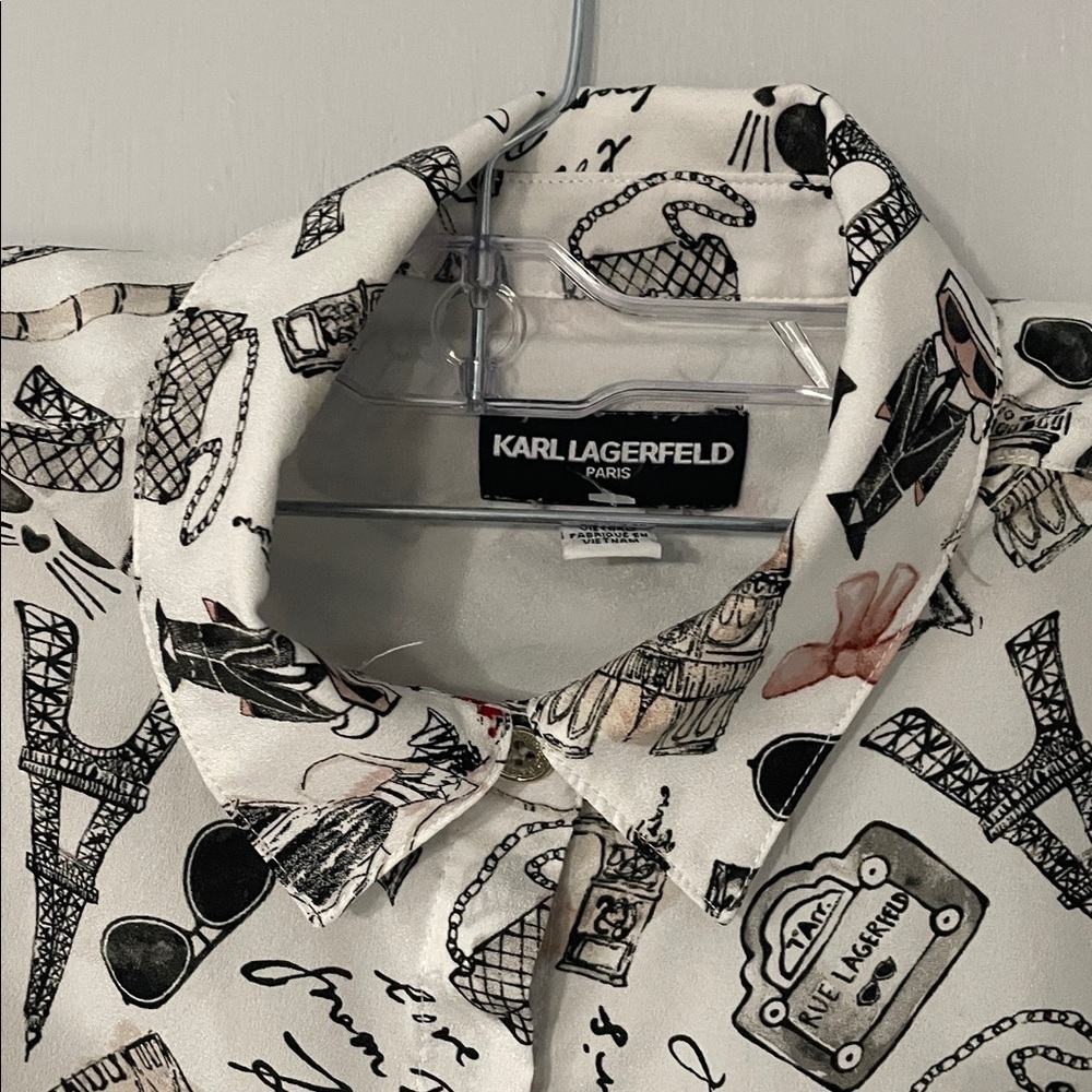 Karl Lagerfeld Graphic Print Button-Down Shirt - Picture 7 of 9
